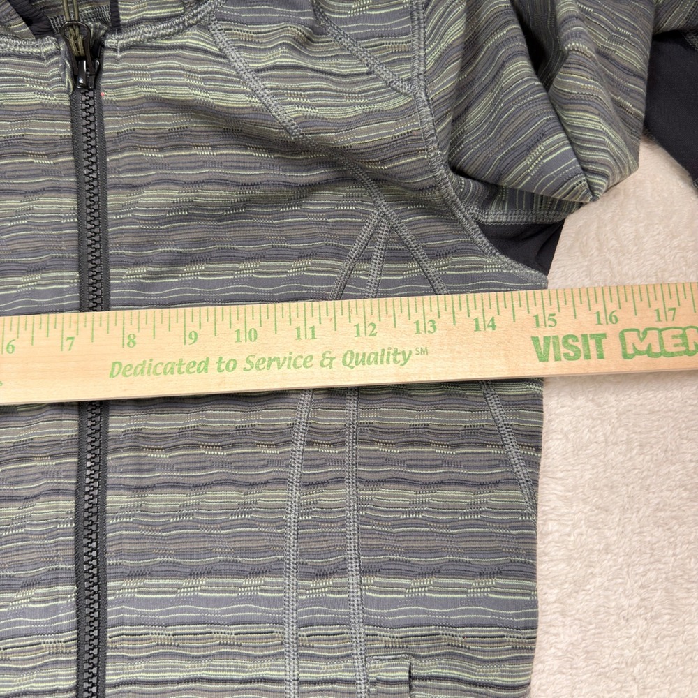 Vintage Lululemon Stride Jacket Green Grey Striped Full Zip Hoodie Size 2 - Picture 4 of 6